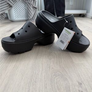 CROCS Black Platform Sandals